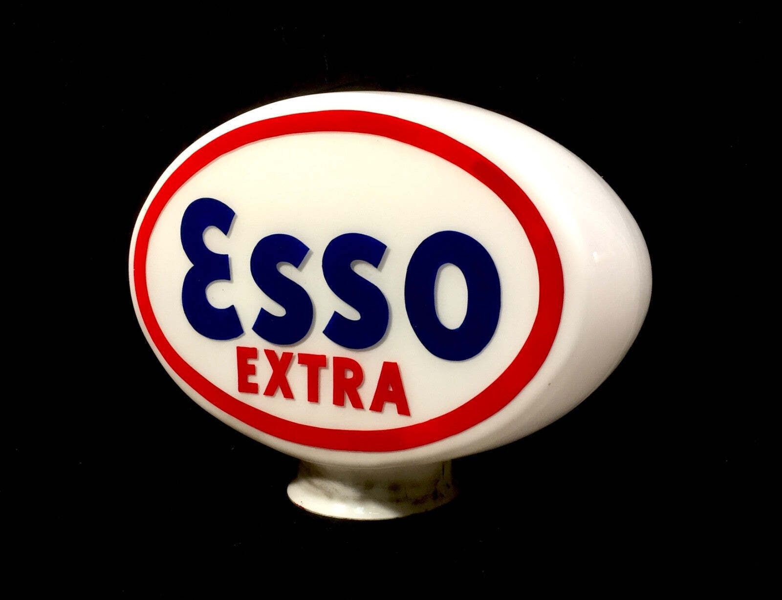 Antique Advertising Original Glass Esso Extra Motor Oil Petrol Pump Globe C1951