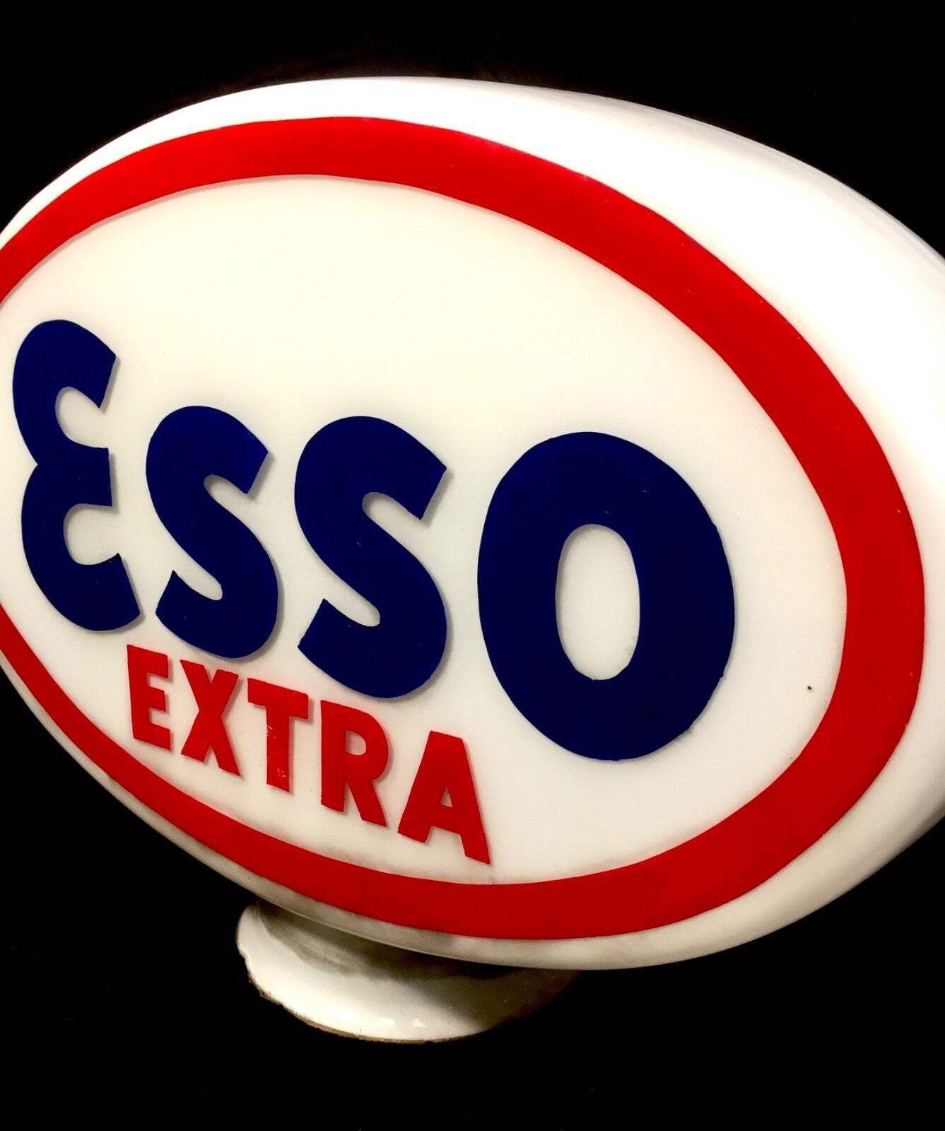 Antique Advertising Original Glass Esso Extra Motor Oil Petrol Pump Globe C1951 photo furniture
