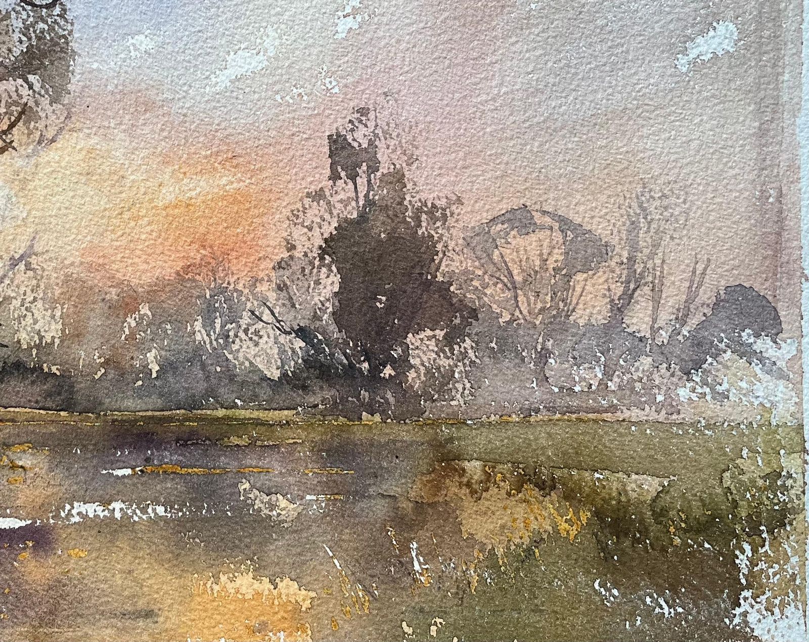Anthony Avery British Impressionist Watercolor Of A Tranquil Sunset Over Calm Waters photo for sale