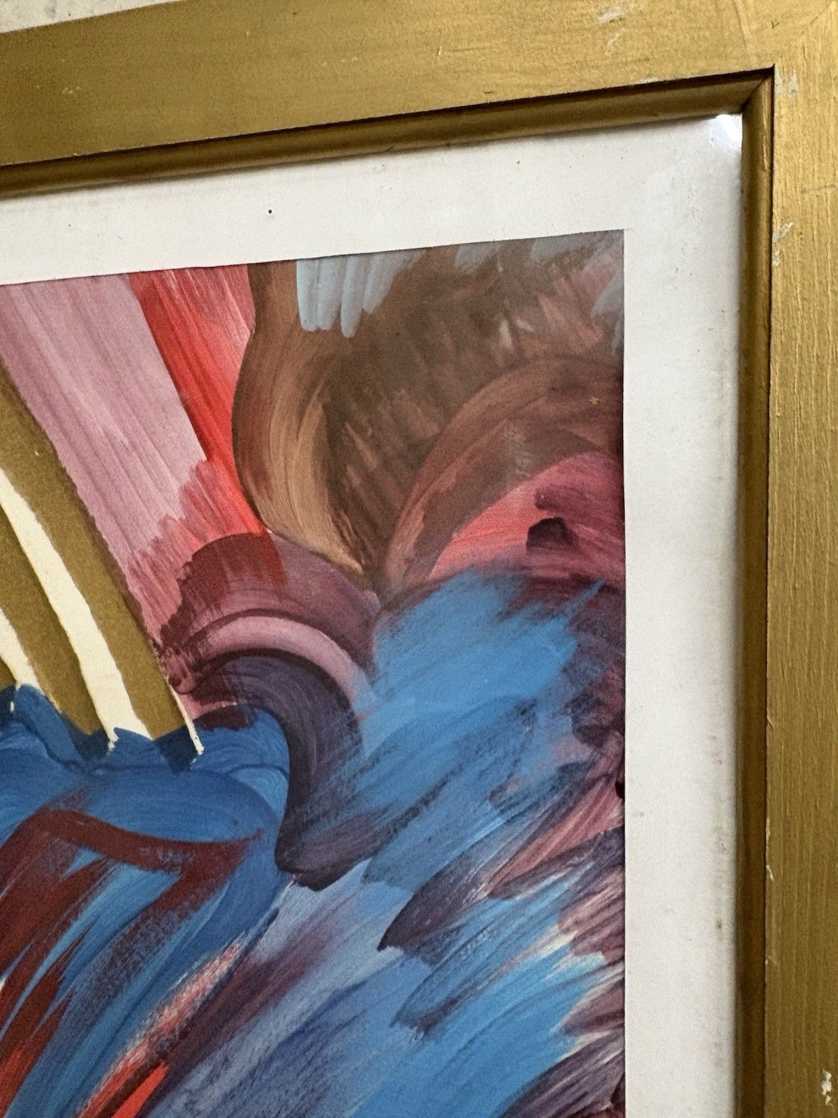Vtg Late Mid Century Abstract Art School Wall Hanging Picture Retro R956 photo for sale