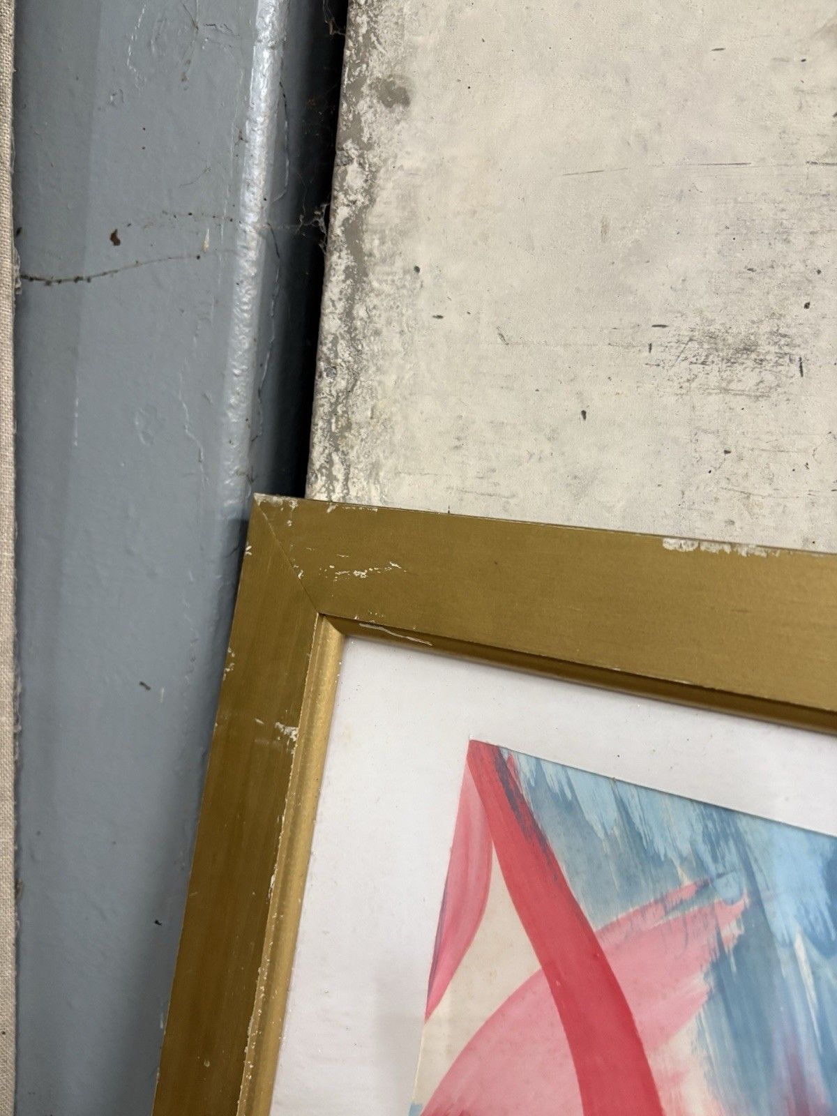 Vtg Late Mid Century Abstract Art School Wall Hanging Picture Retro R956 photo vintage