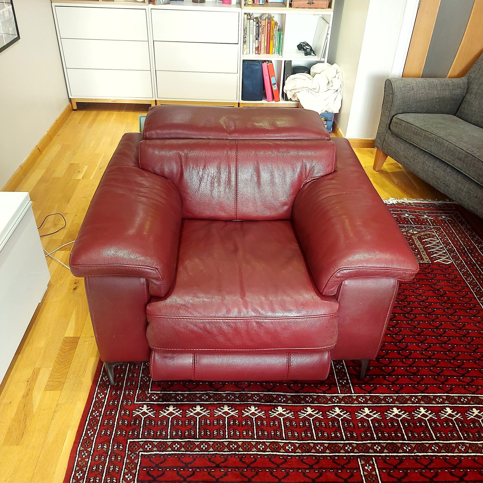Milano Red Leather Powered Reclining Armchair