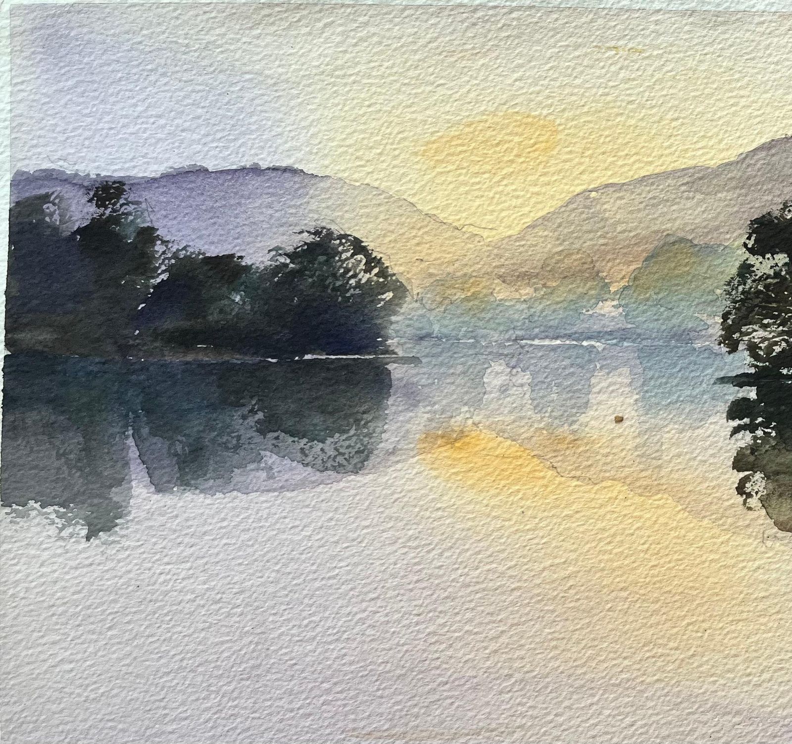 Anthony Avery British Impressionist Watercolor Of Swans Gliding Across A Tranquil Lake At Dawn photo 300.0