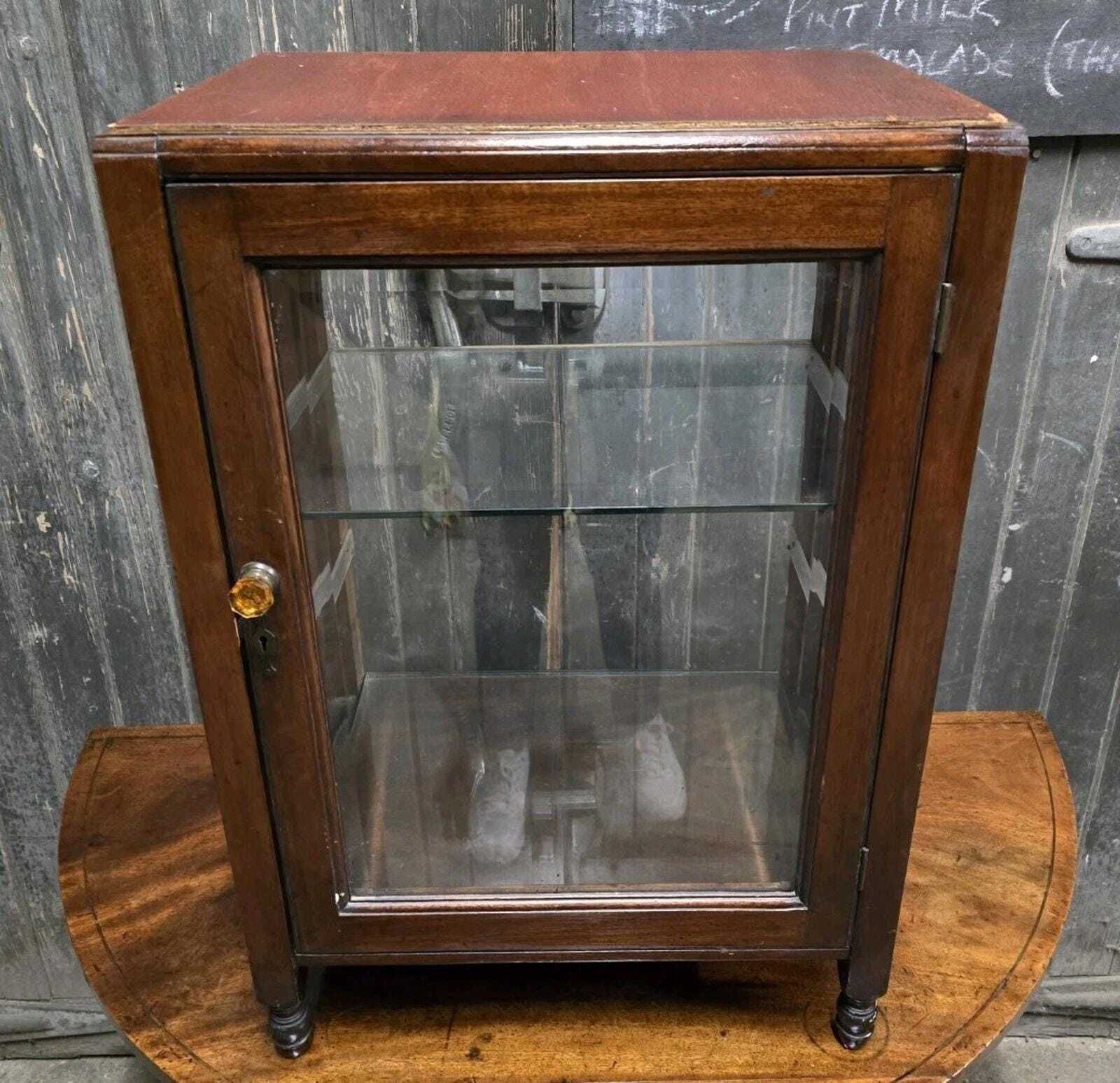 Antique Victorian 19th Century Mahogany Shop Medicine Display Cabinet photo furniture