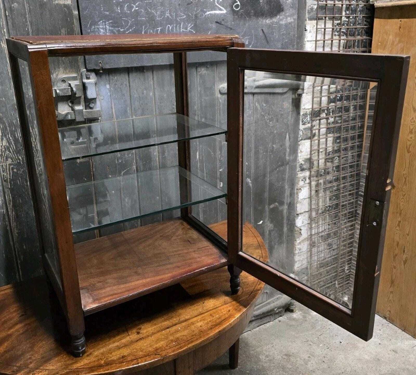 photo furniture Antique Victorian 19th Century Mahogany Shop Medicine Display Cabinet
