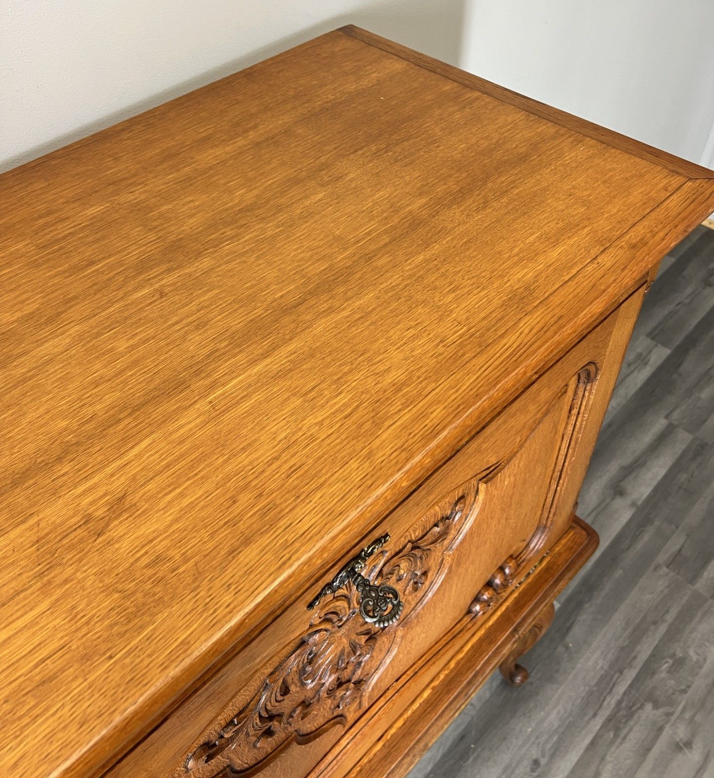Cabinet Vintage French Louis Style Oak Carved Sideboard With Drawer Lot 4577 photo vintage