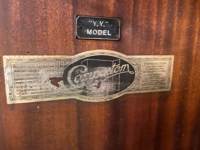 photo vinterior 1926 Ladies Compactom Wardrobe "Y Y Model" Walnut With Metal Filigree Detail.