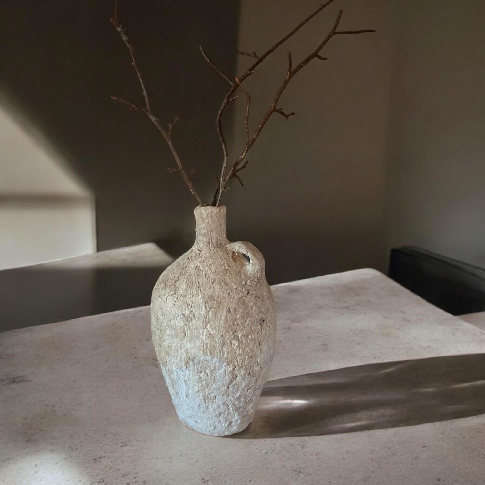 Rustic Wabi Sabi Paper Mache Vase | Handmade Decorative Vessel | Organic Vase. photo 175.0