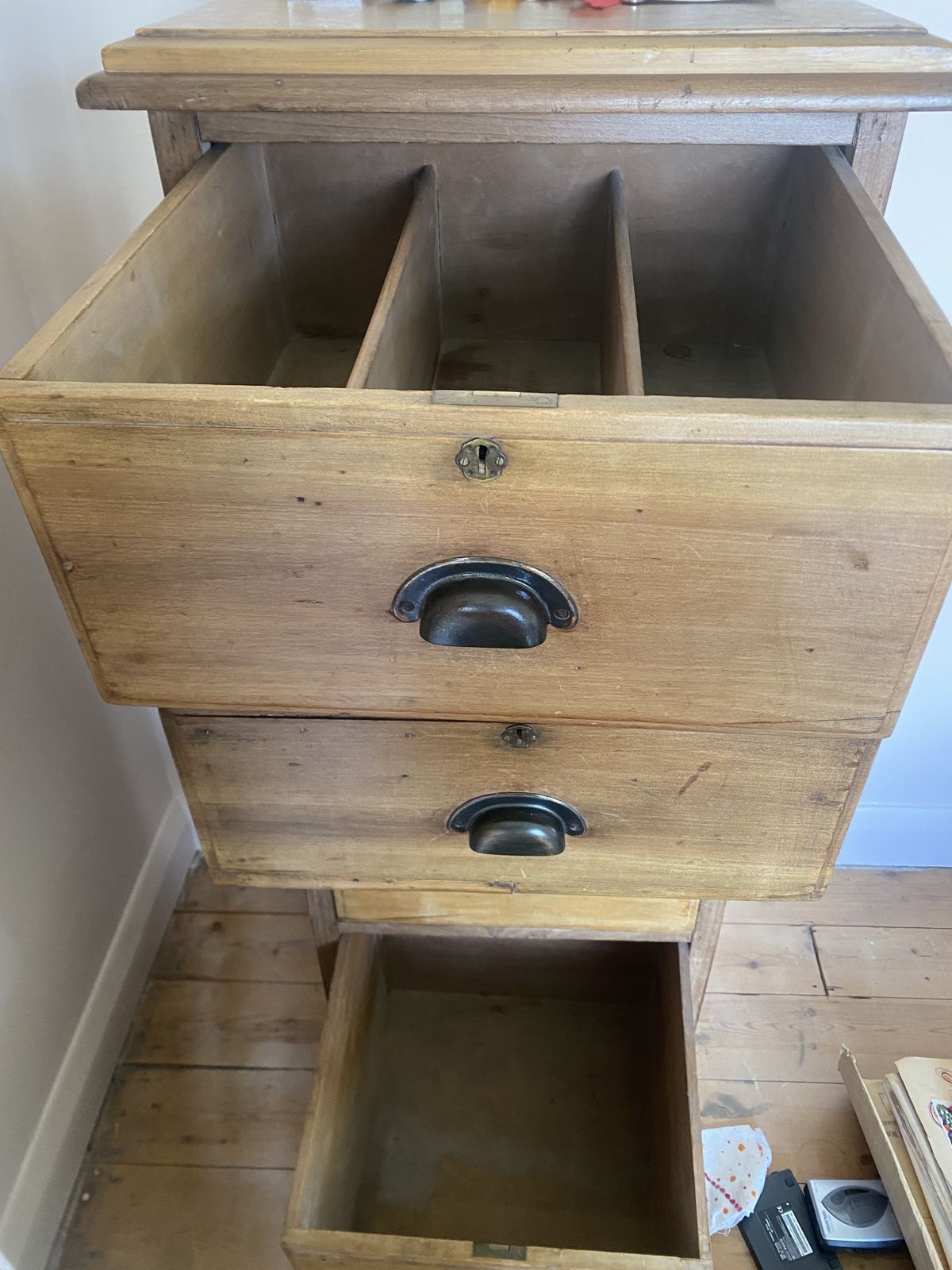 Edwardian Pitch Pine Filing Cabinet, Four Drawers. photo furniture