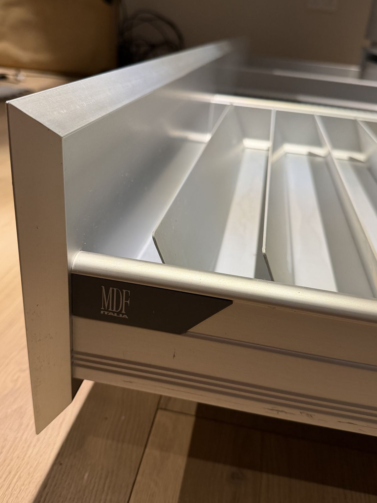 M.D.F. Italia Lowboard Aluminum Tv Console photo for sale