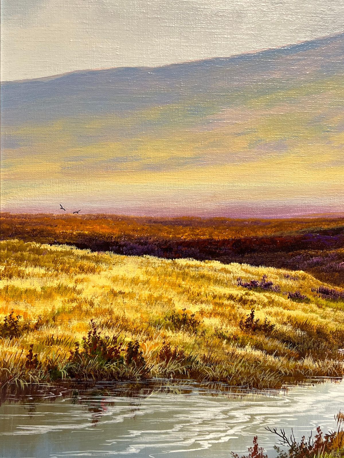 Brian Horswell Large British Oil Painting Ponies On Dartmoor Heathland Hillside Stream Heather 1953 photo 1150.0