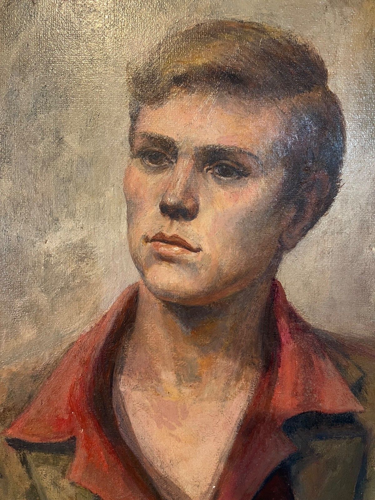Vintage Oil Portrait By Margaret J. Ballardie Young Man