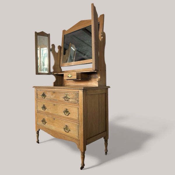 Edwardian Dresser With Triple Mirror Great Patina photo for sale