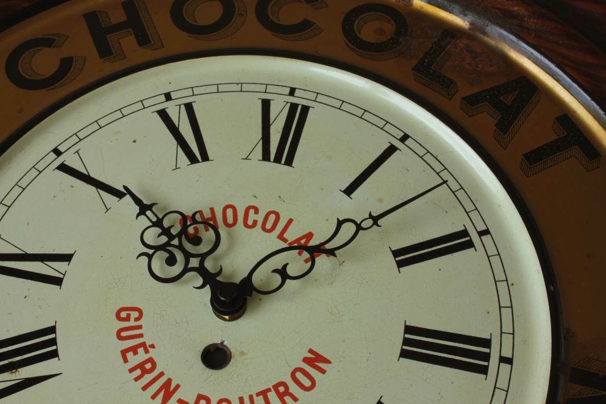 French Chocolate Wall Clock. Guerin Boutron Chocolat Advertising Sign. photo 795.0