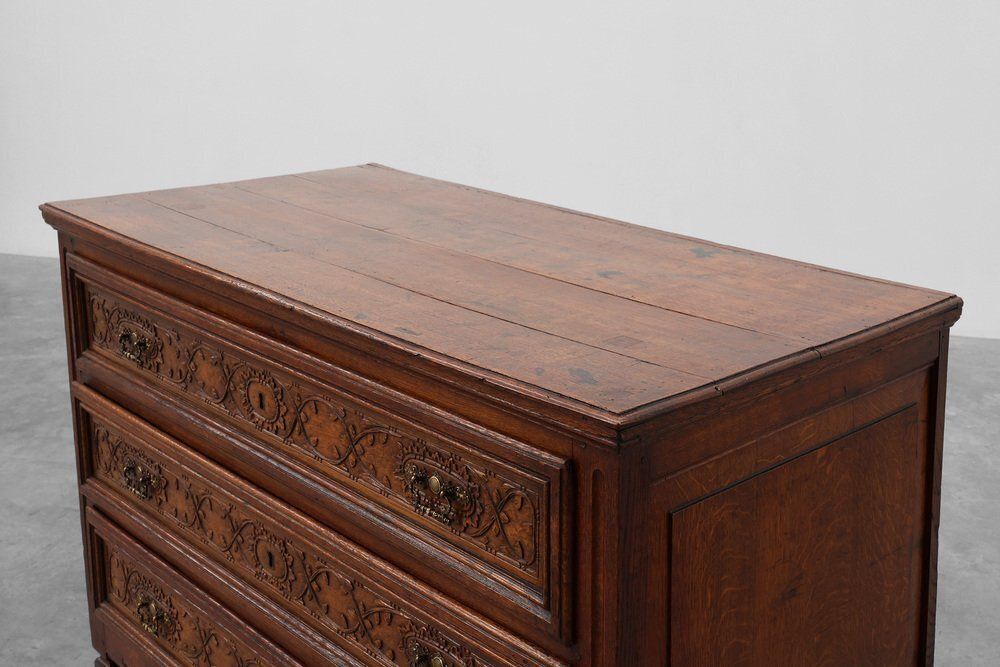17th Century Italian Renaissance Oak Chest Of Drawers photo vintage