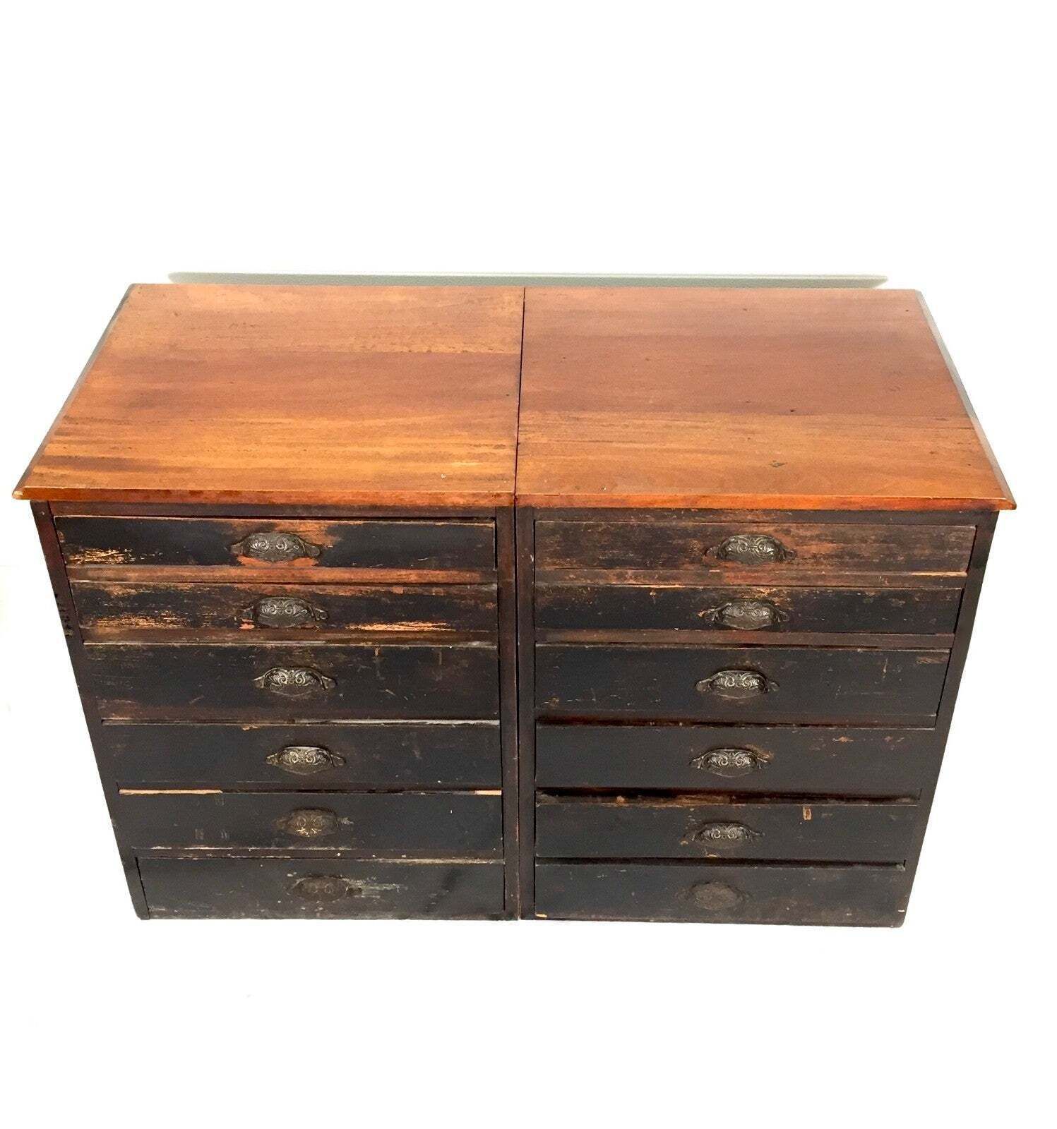 Antique Haberdashery Shop Display Cabinet / Glazed Fronted Drawers Storage C1900 photo 849.0