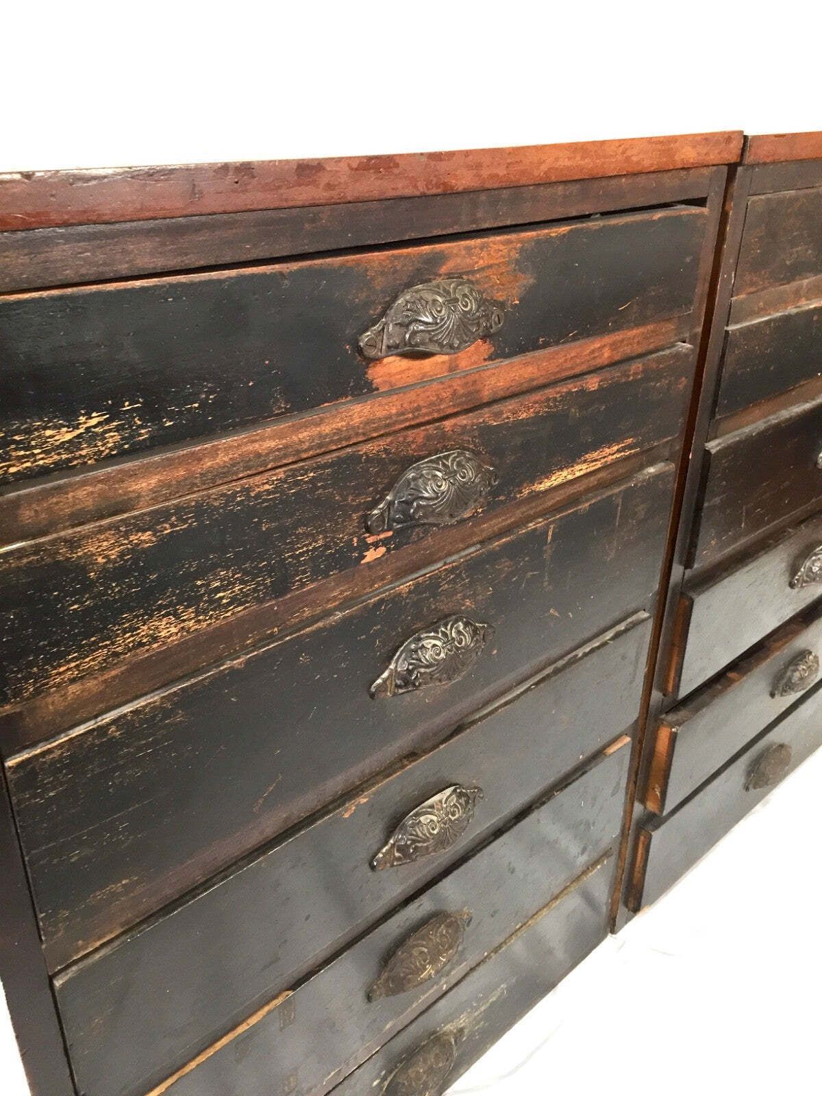 photo for sale Antique Haberdashery Shop Display Cabinet / Glazed Fronted Drawers Storage C1900