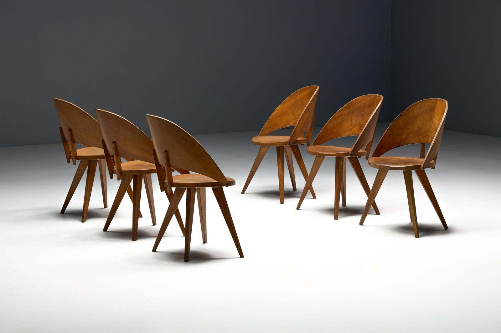 photo furniture Mid Century Plywood Dining Chairs, Italy, 1950s