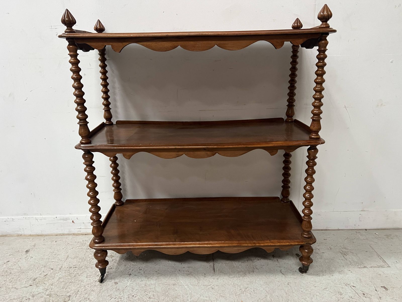 Napoleon III Console Table With Three Shelves In Mahogany And Veneer, 19th Century photo for sale