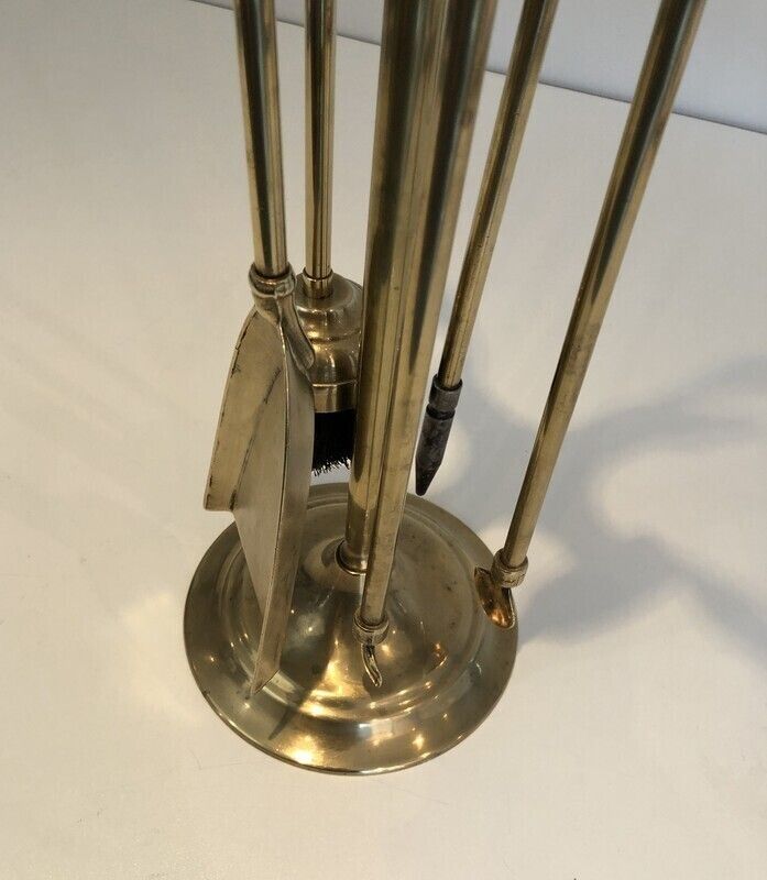 In The Style Of Maison Jansen. Brass Ducks Fire Place Tools On Stand. French. Circa 1960 photo 1056.0