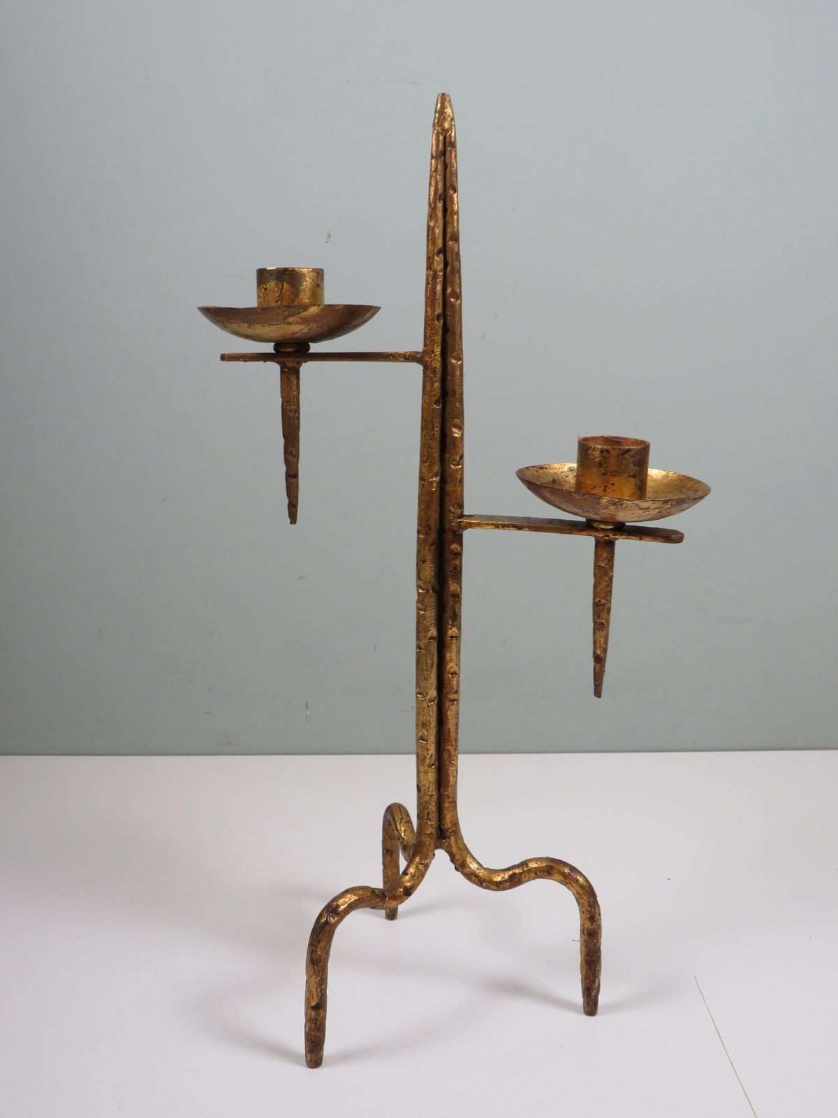 Home Decor Large Brutalist Metal Candleholder With Venetian Influence, Sculptural Design, 1960s–1970s photo
