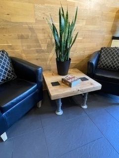 Unique Handmade Industrial Chunky Square Coffee Table With Reclaimed Pine & Steel Frame photo vinterior
