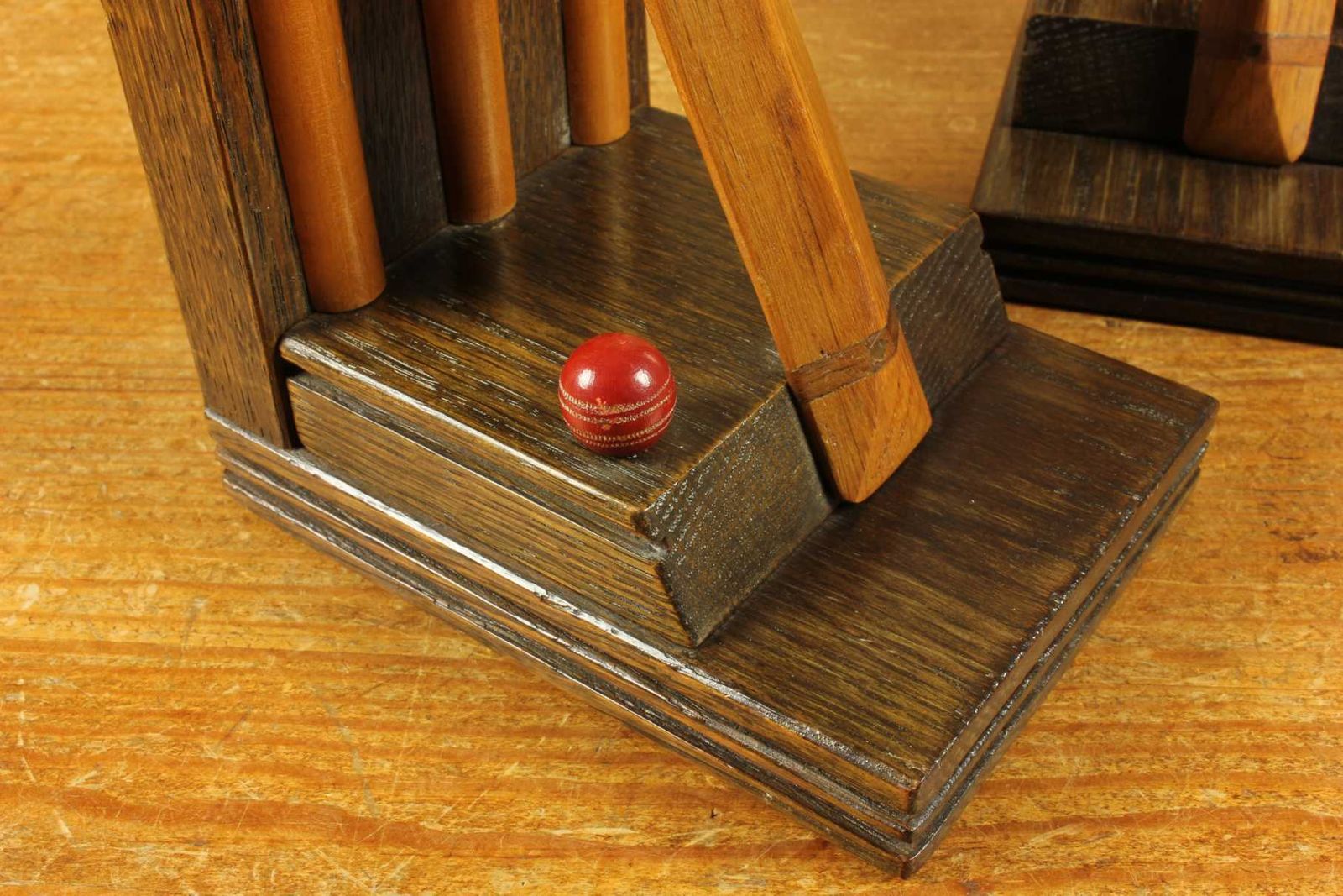 Antique Wooden Pair Of Bat & Ball Cricket Bookends. Thornton Smith Co. photo 405.0