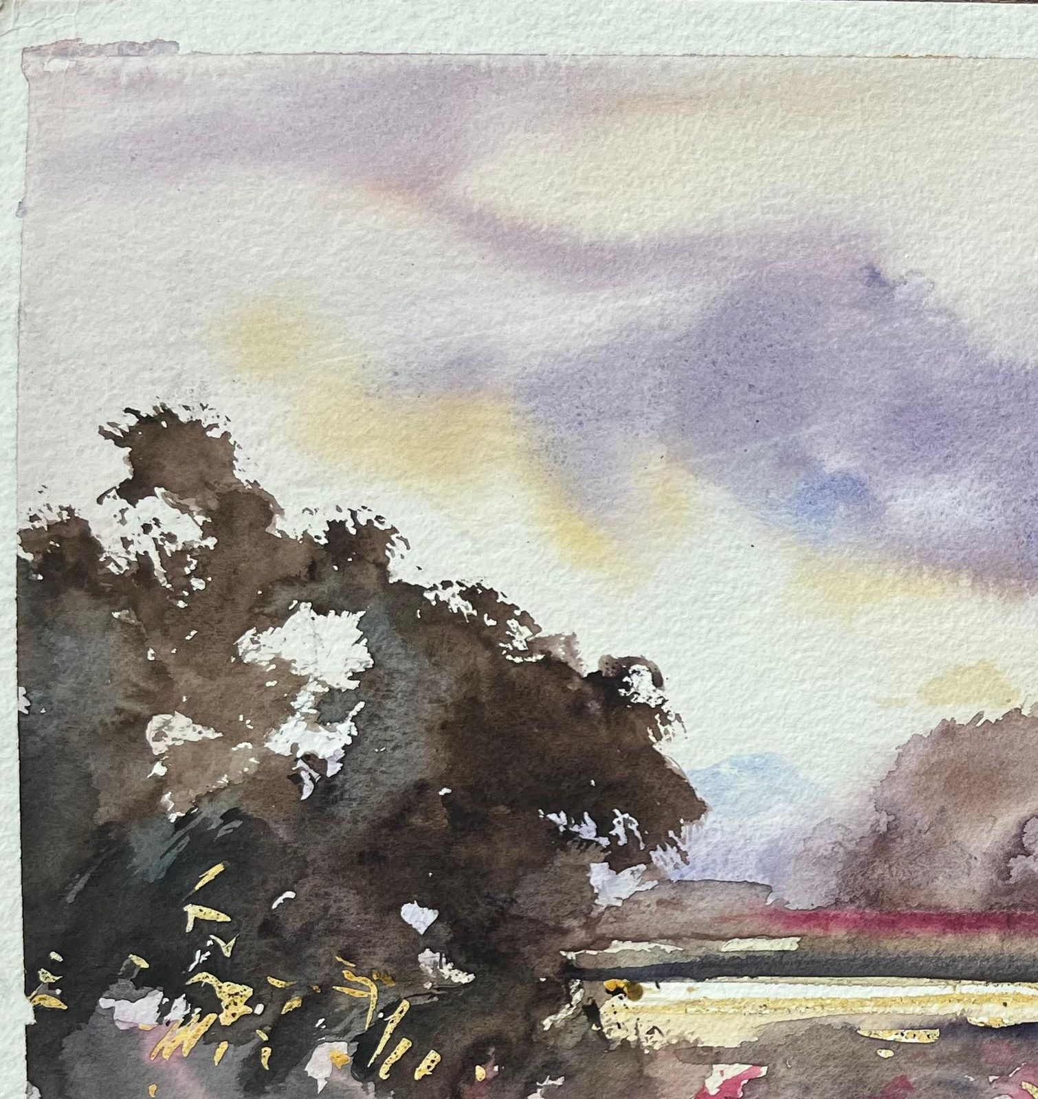 British Impressionist Watercolor Of A Countryside Scene With Windmill photo vinterior