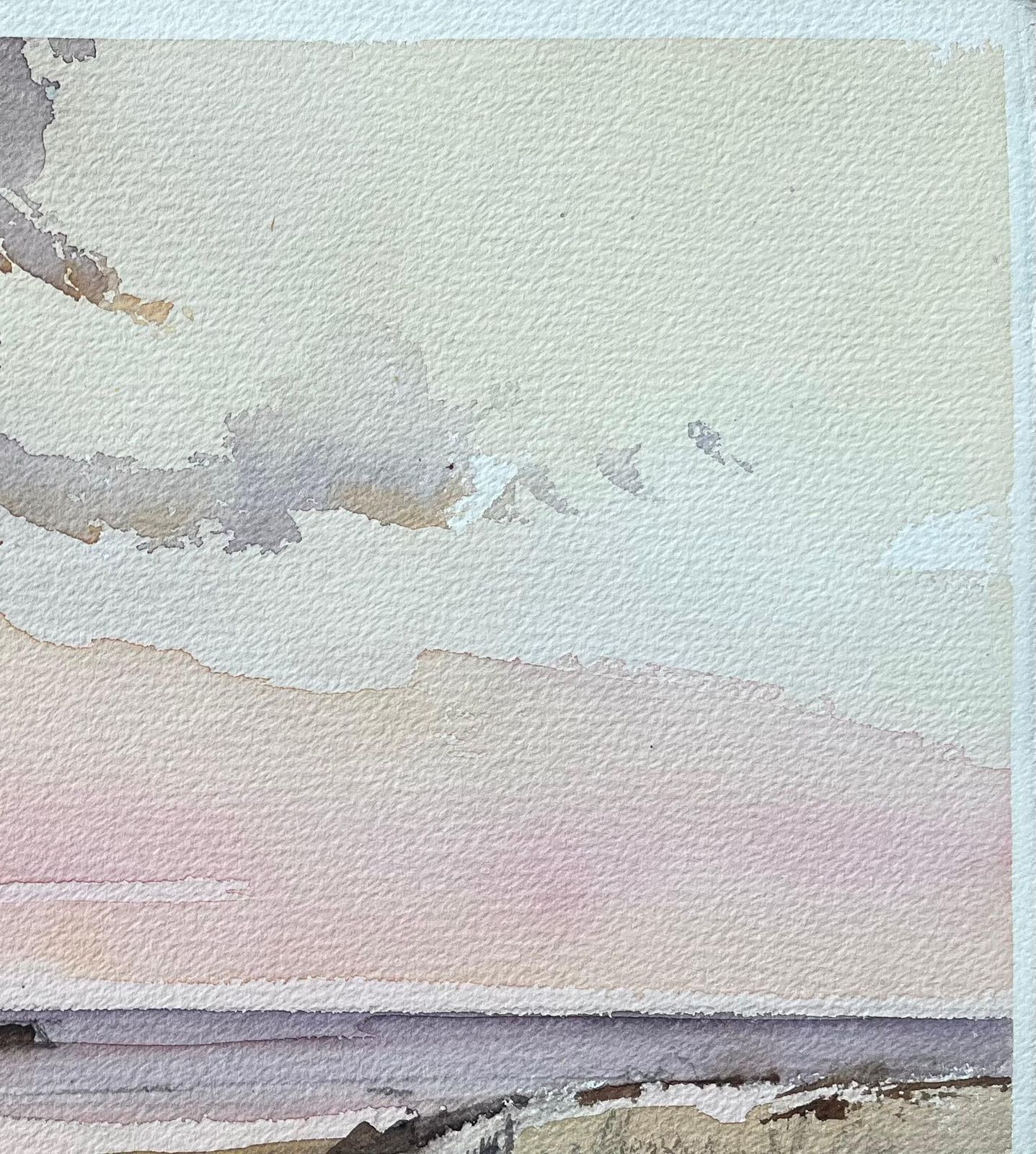 British Impressionist Watercolor Of A Coastal Scene With A Lighthouse At Dusk photo vinterior