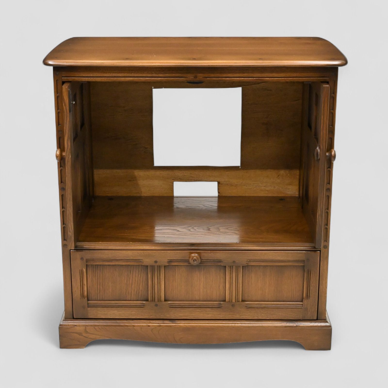 Ercol Mural Tv Video Cabinet Golden Dawn Corner Flap Model 839 Free Uk Delivery photo 367.0