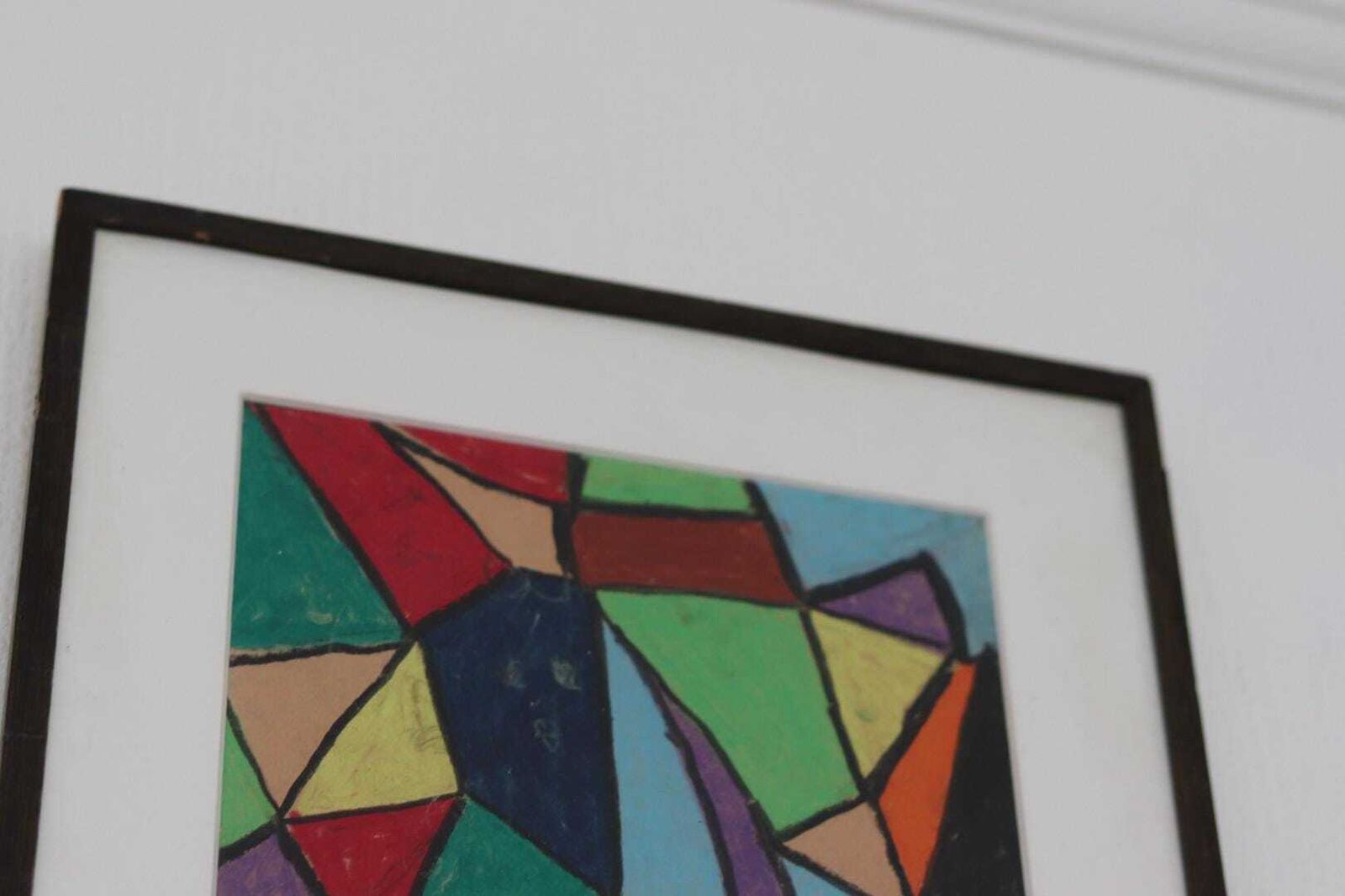 photo vinterior Original Mid Century Swedish Mixed Media/Oil Pastel On Panel – “Ritad 66” By Ann Wazzgren – Vintage& Framed  42 × 31 Cm (16.5" × 12.2")