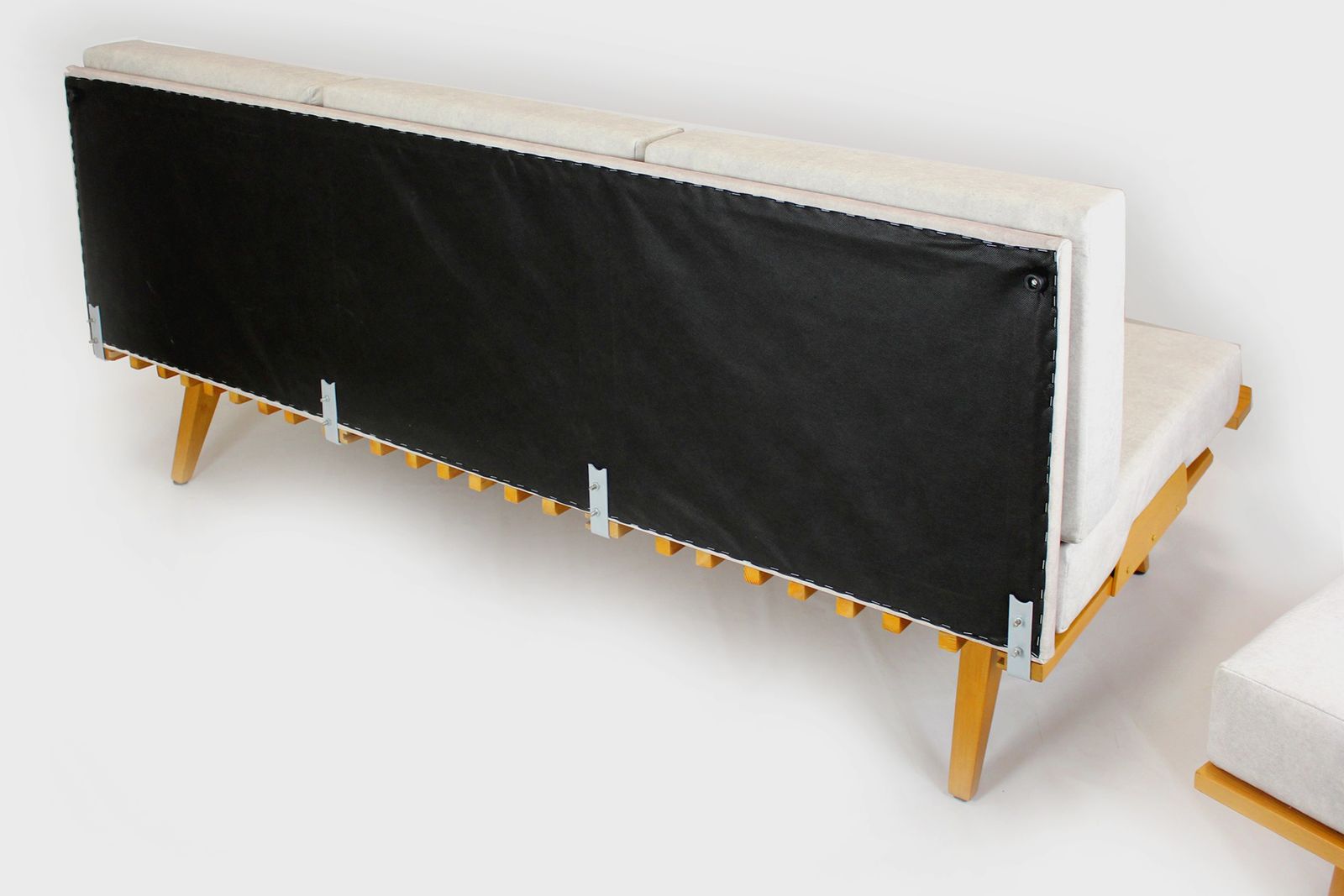 photo vintage Restored 1960s Modular Corner Convertible Sofa With Pouf, Tatra, Czechoslovakia, 1960s