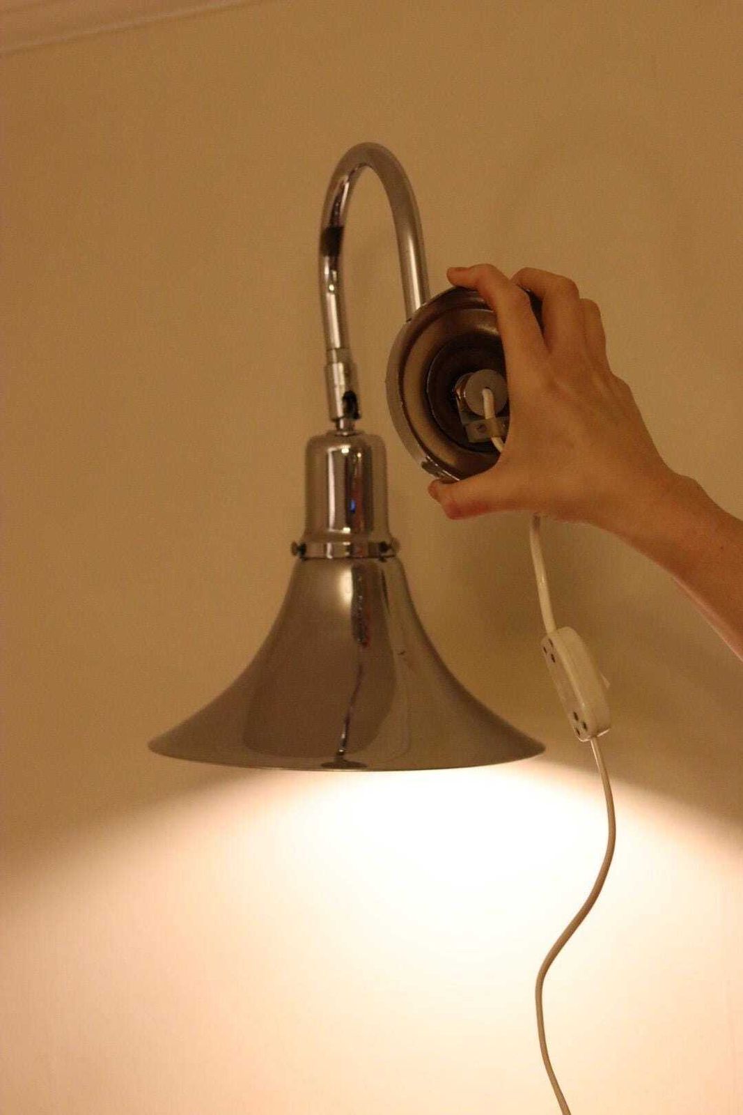 Danish 1960's Pair Of Statement Trump Shape Lights In Chrome, Designed By Börje Claes For Norlett Elit. photo furniture