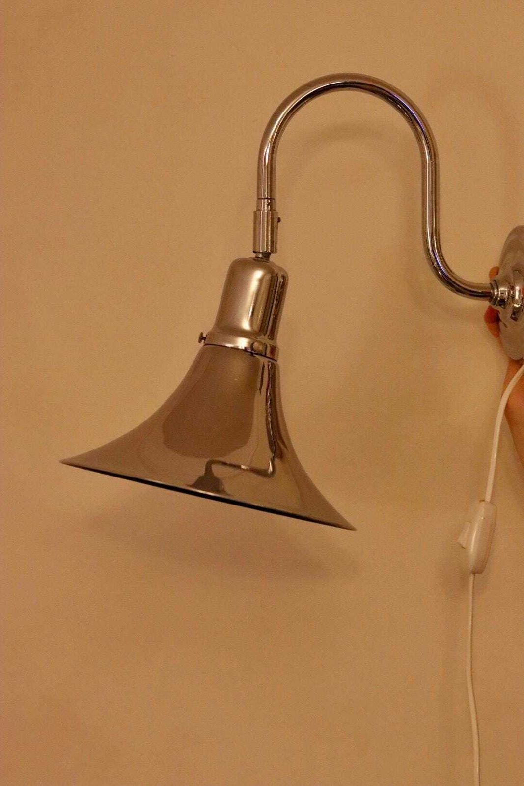 photo vintage Danish 1960's Pair Of Statement Trump Shape Lights In Chrome, Designed By Börje Claes For Norlett Elit.