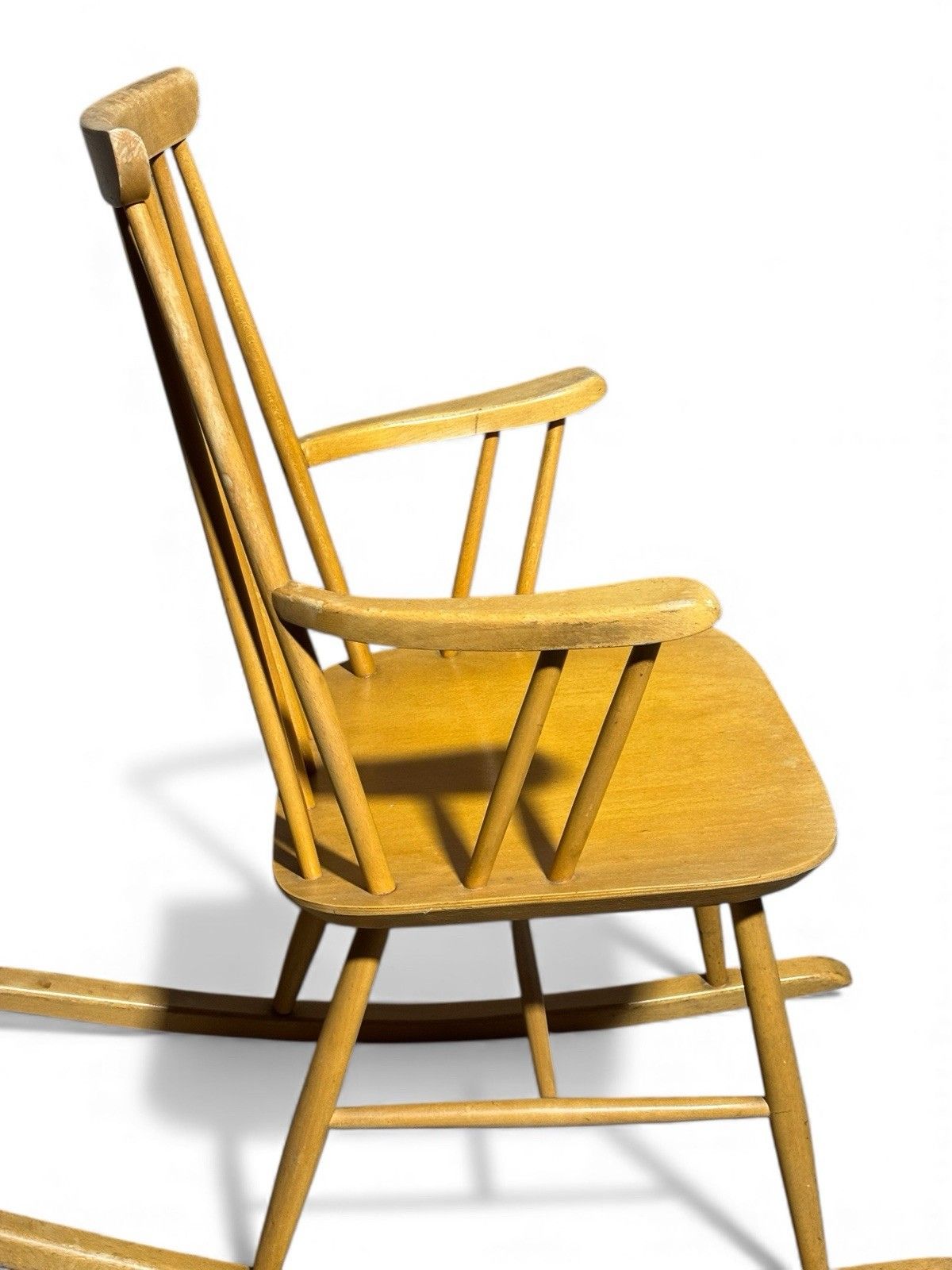 Swedish Blonde Beech Rocking Chair Armchair Mid Century Retro C1960s photo for sale