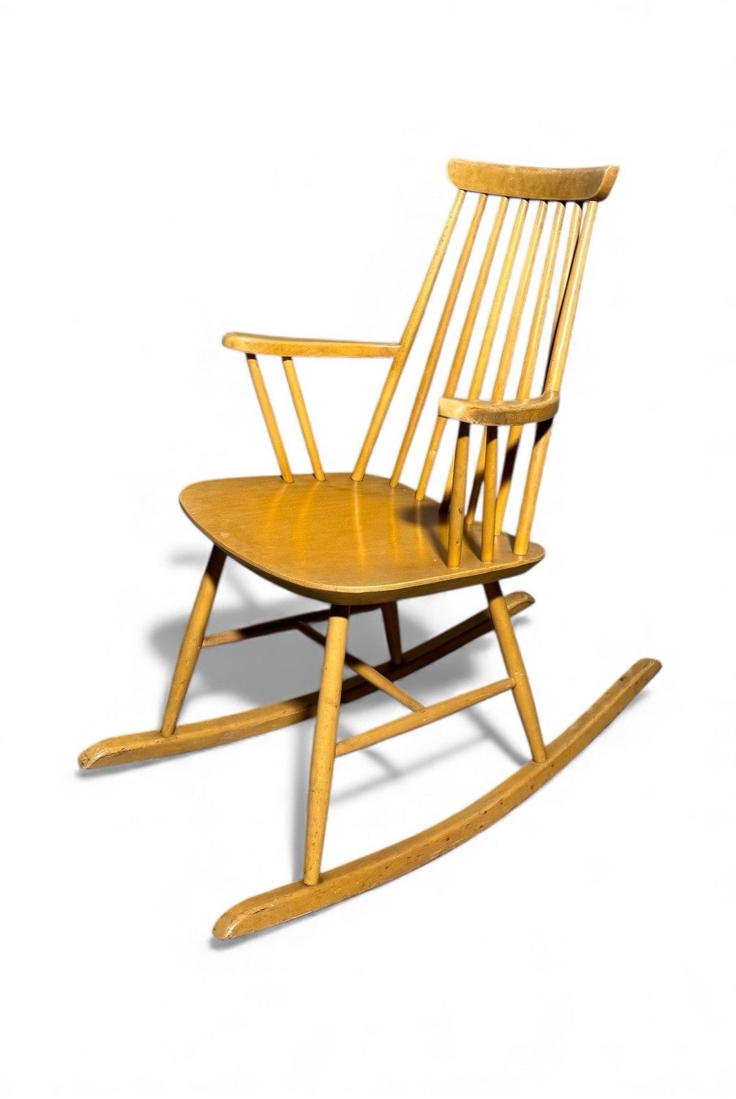 Swedish Blonde Beech Rocking Chair Armchair Mid Century Retro C1960s photo 175.0