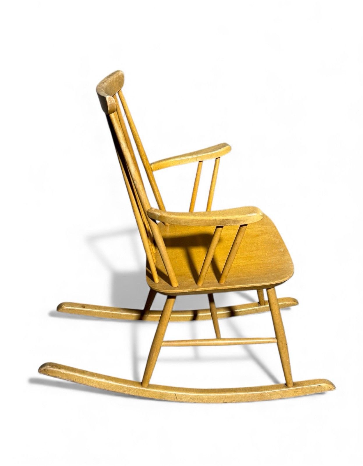 175.0 Swedish Blonde Beech Rocking Chair Armchair Mid Century Retro C1960s photo
