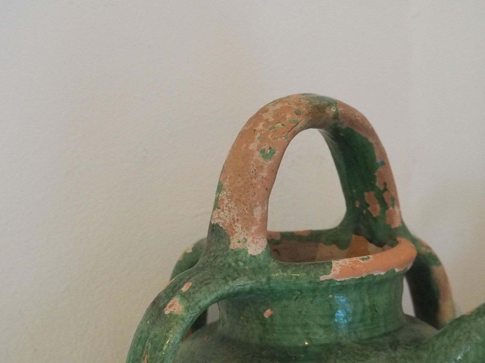 Antique French Green Glazed Terracotta Jug With Spout & Handles / Decorative Pot (Sold Individually) photo buy