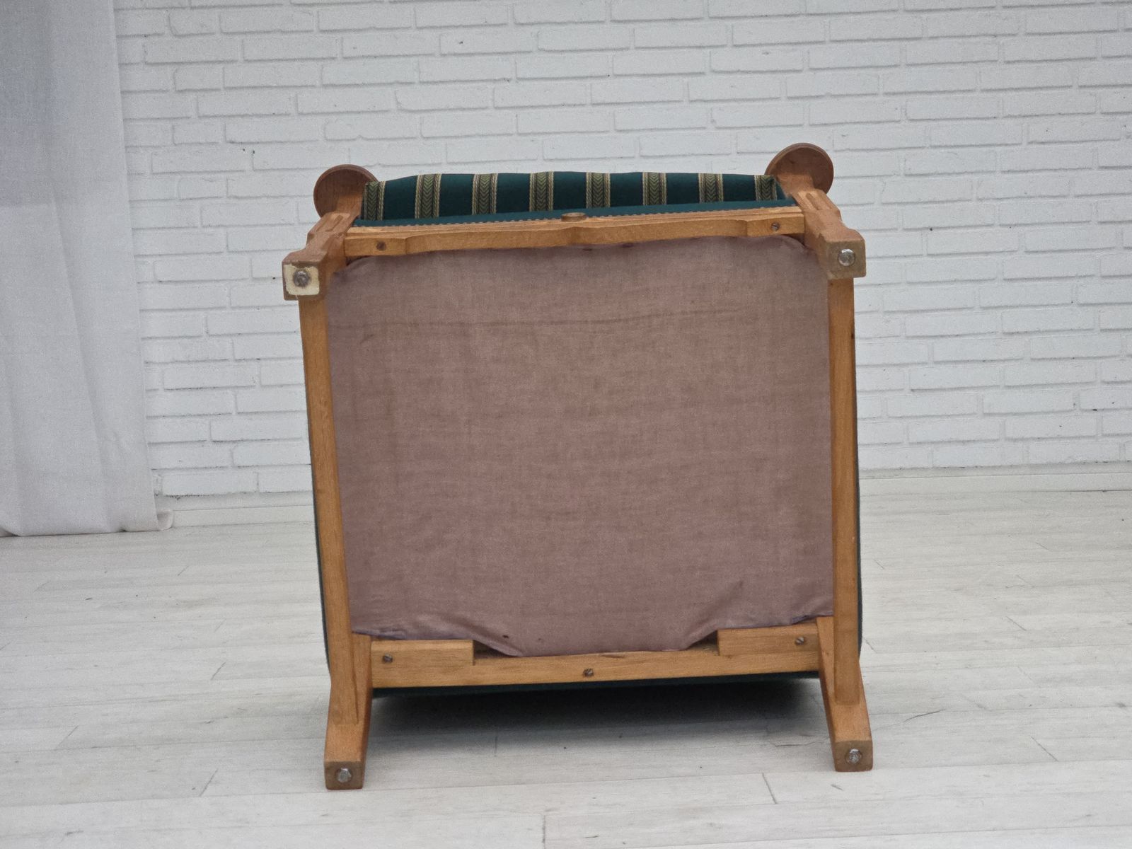 1970s, Danish Armchair, Furniture Wool, Solid Oak Wood. photo Furniture