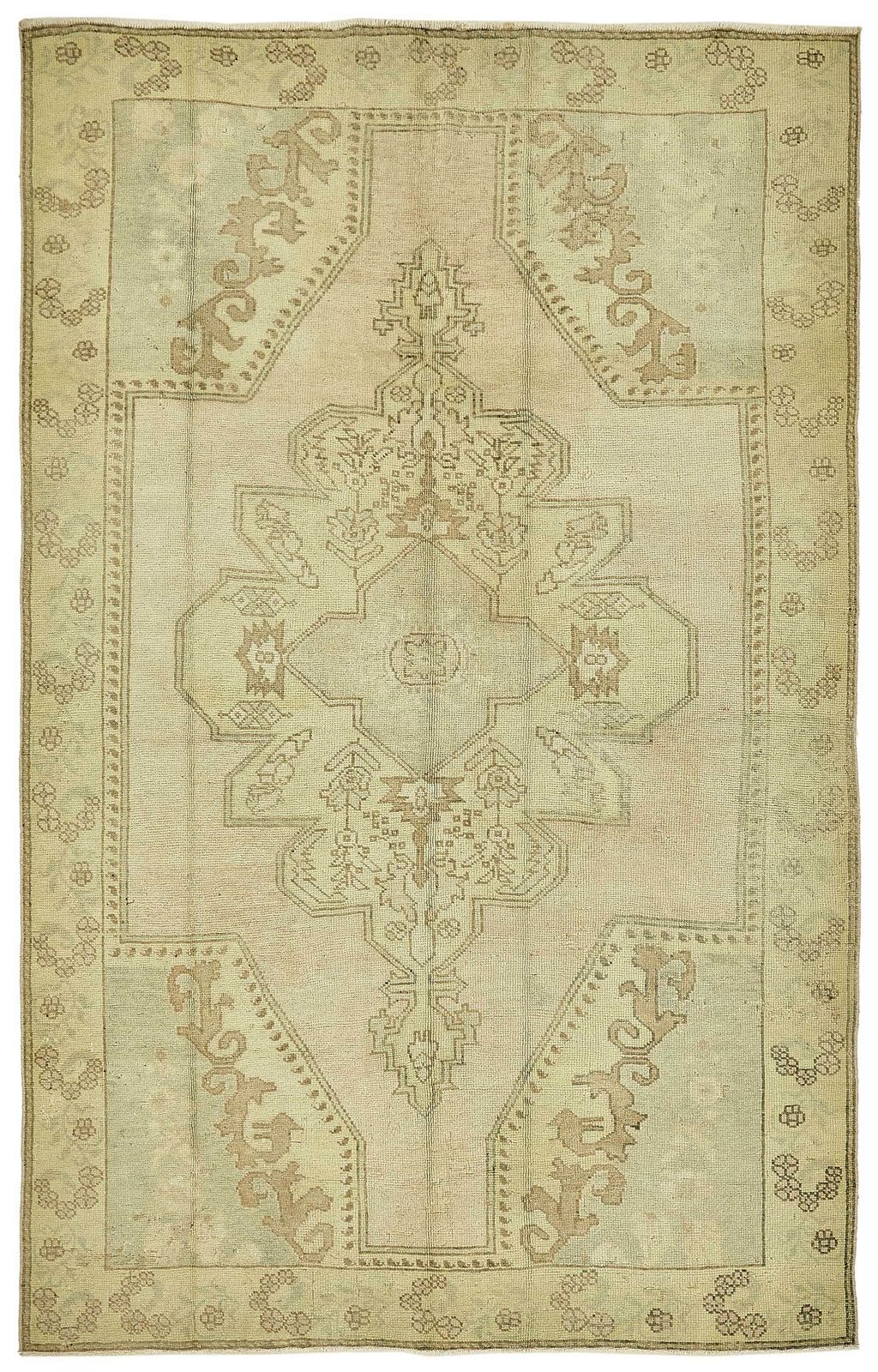 Beige Handmade Turkish Oriental Rug 167 Cm X 260 Cm