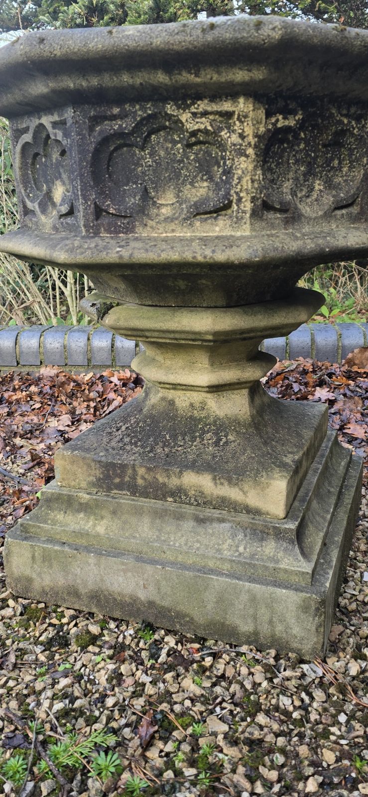 Large Seven Sided Well Weathered Garden Urn photo for sale