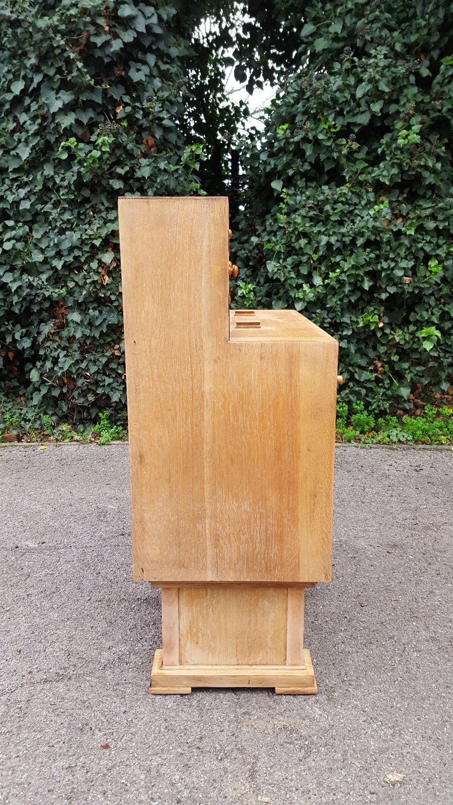 Limed Oak Writing Cabinet Chest Of Drawers photo vintage