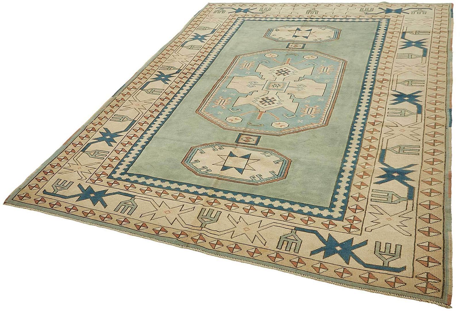 Turkish Beige Handmade Oriental Rug 210 X 297 Cm photo for sale