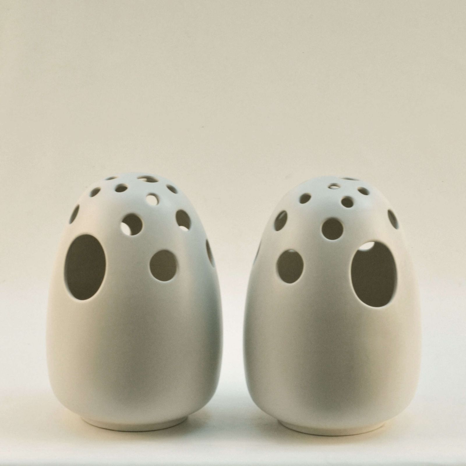 Pair Of Large Sculptural Cream Ceramic Vases photo Art