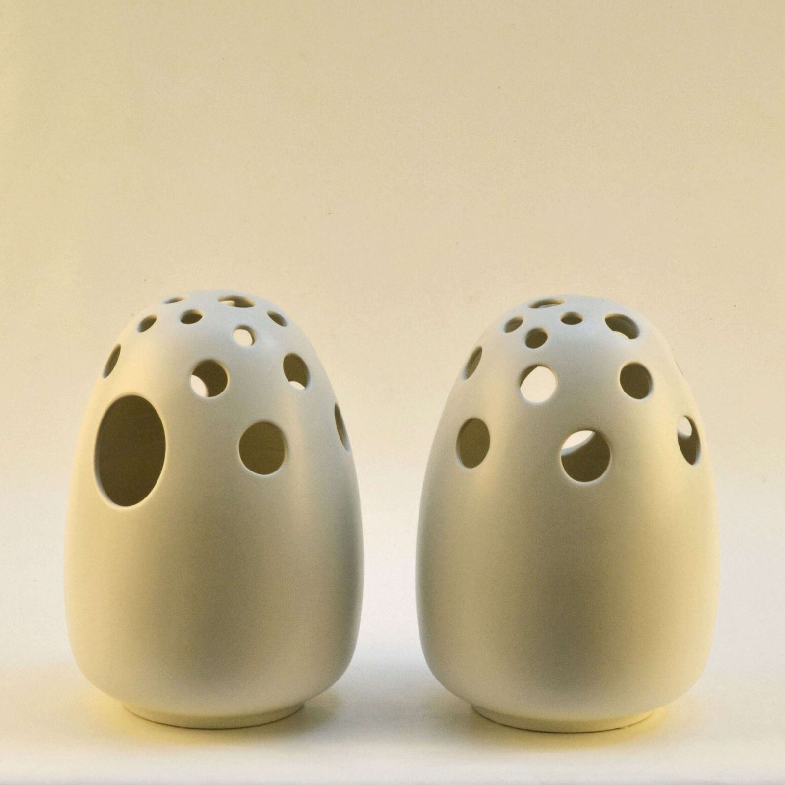 Pair Of Large Sculptural Cream Ceramic Vases photo buy