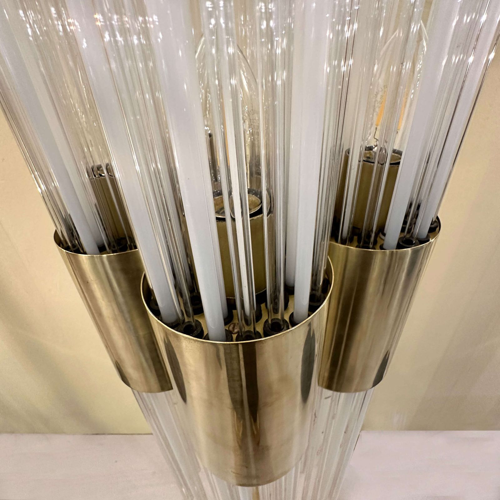 Floor Lamp Attributed To Carlo Nason 1960s Brass And Fountain Of Glass Strands photo vinterior