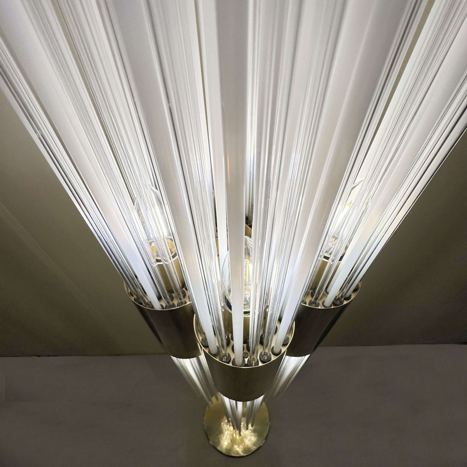 photo for sale Floor Lamp Attributed To Carlo Nason 1960s Brass And Fountain Of Glass Strands