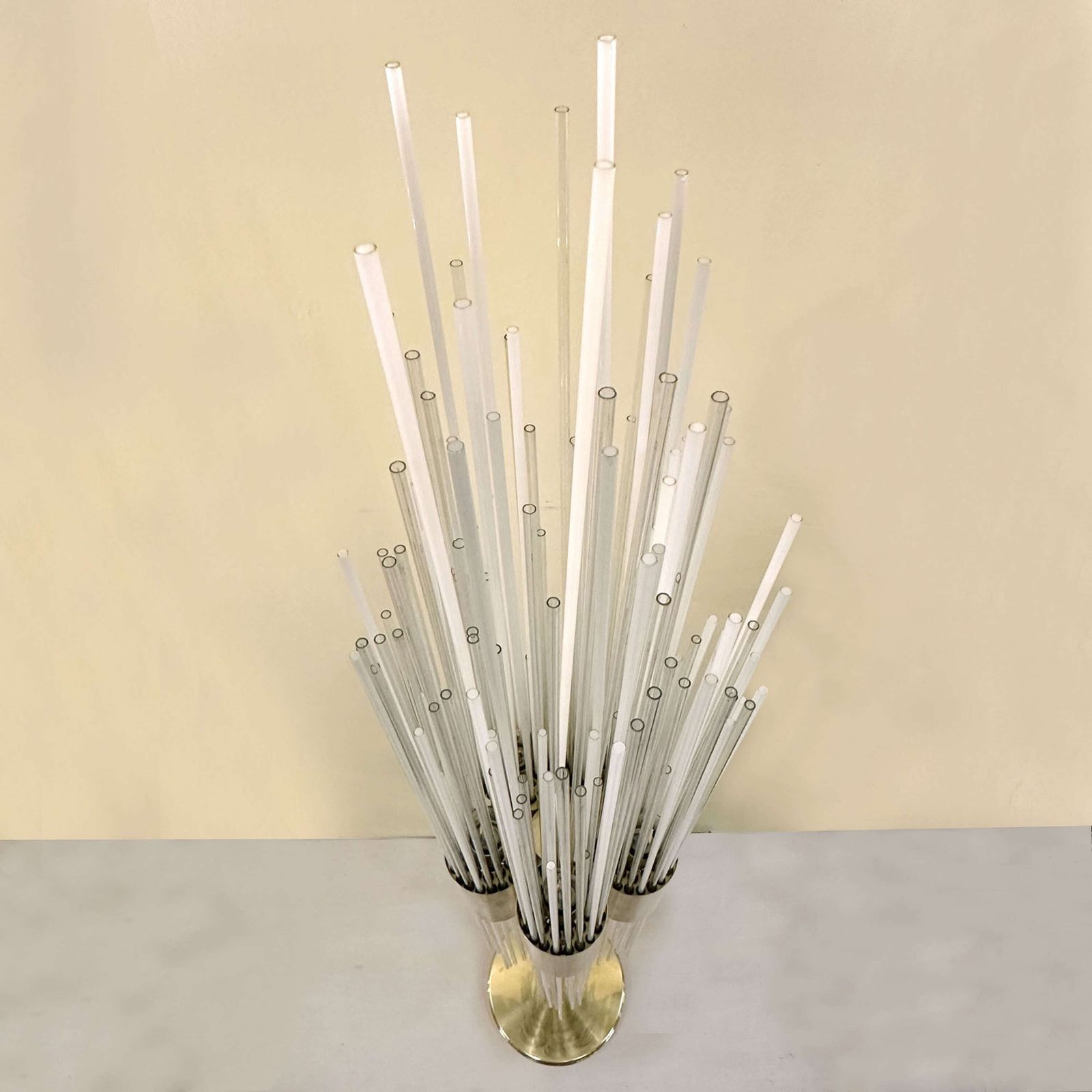 Lighting Floor Lamp Attributed To Carlo Nason 1960s Brass And Fountain Of Glass Strands photo