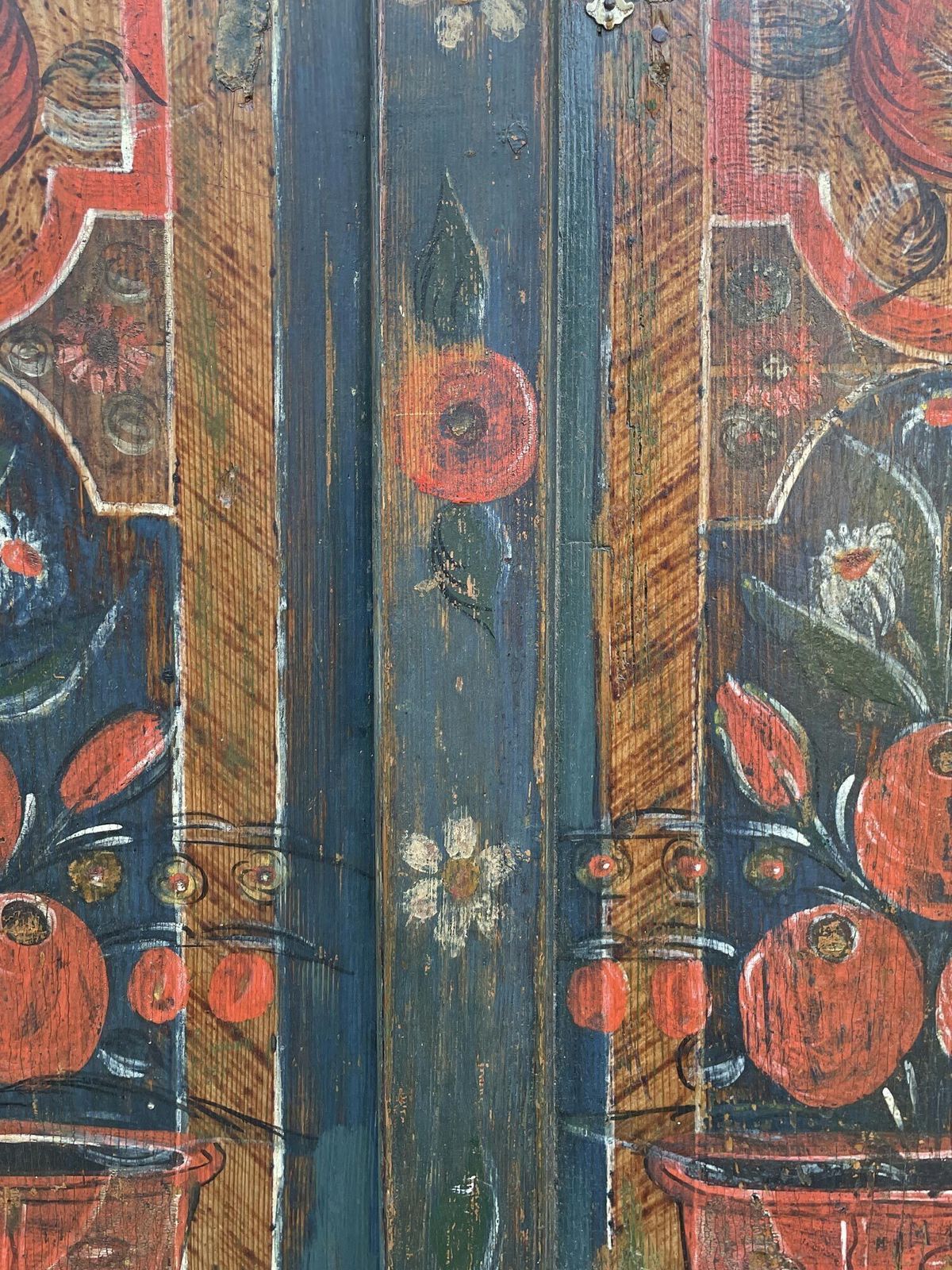 Blue Floral Painted Cupboard   Early 19th Century photo Furniture