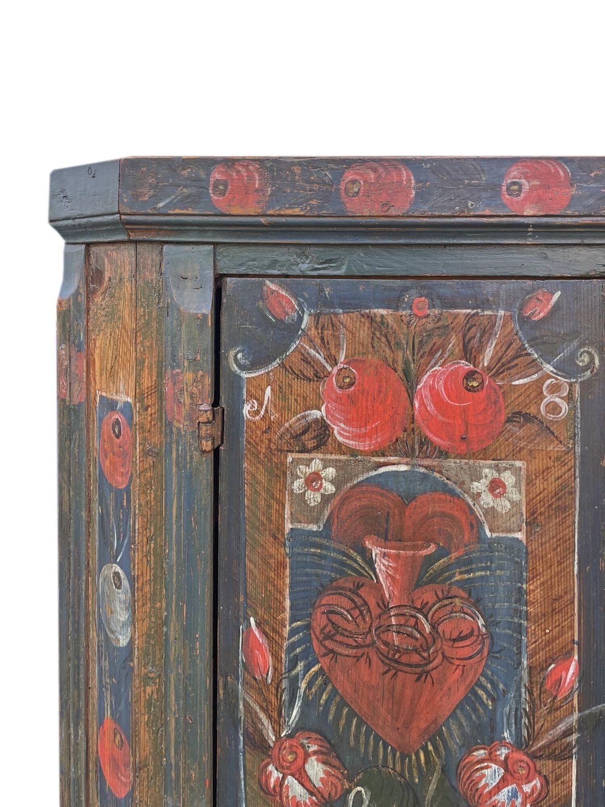 photo furniture Blue Floral Painted Cupboard   Early 19th Century